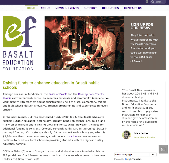 Basalt Education Foundation Screenshot
