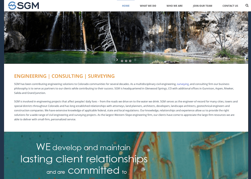 Screenshot of SGM website